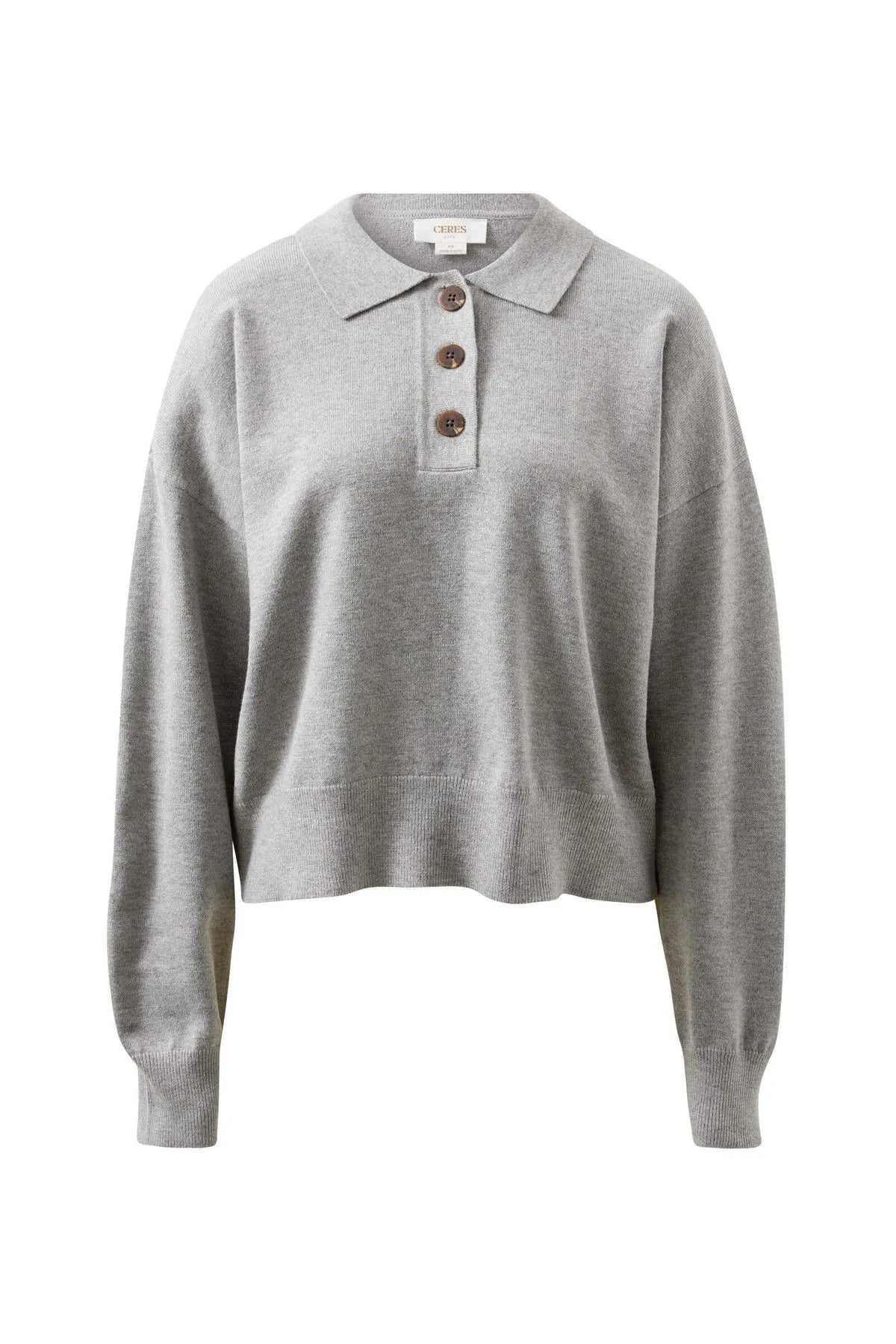 Long Sleeve Rugby Knit Grey Marle