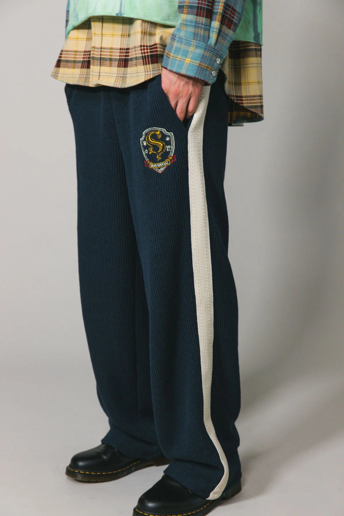 Navy Knitted Baggy Pants