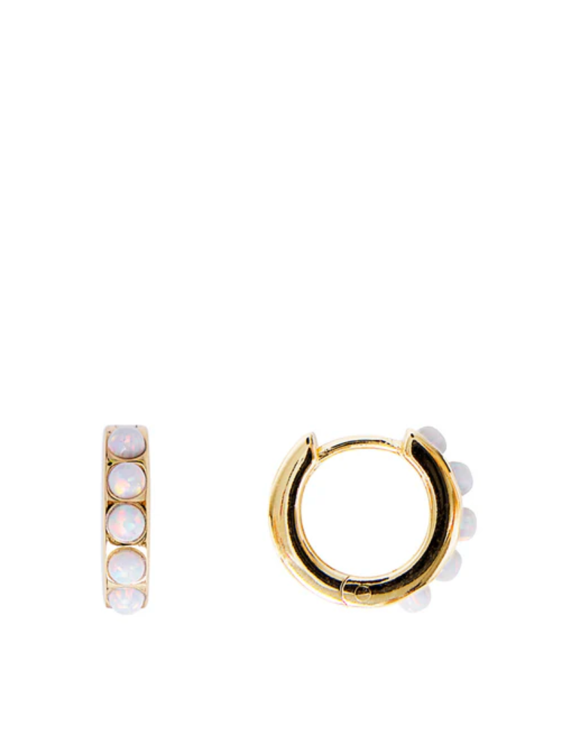 Ivory Opal Crystal Huggies