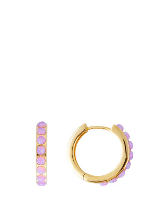 Pink Opal Crystal Midi Hoops