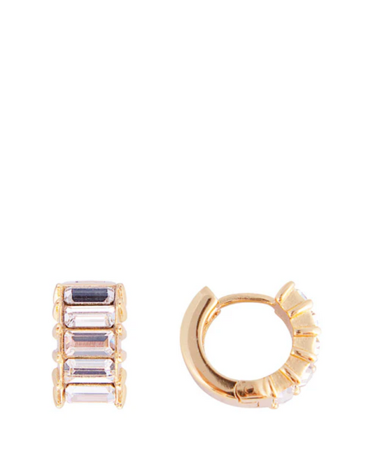 White Crystal Baguette Huggies