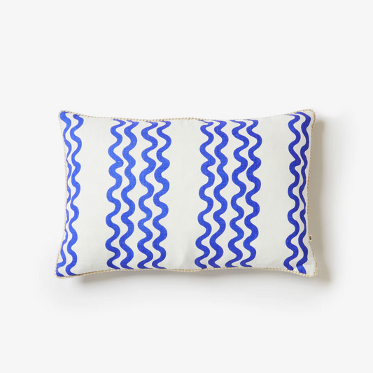 Double Waves Yves Klein Blue Cushion