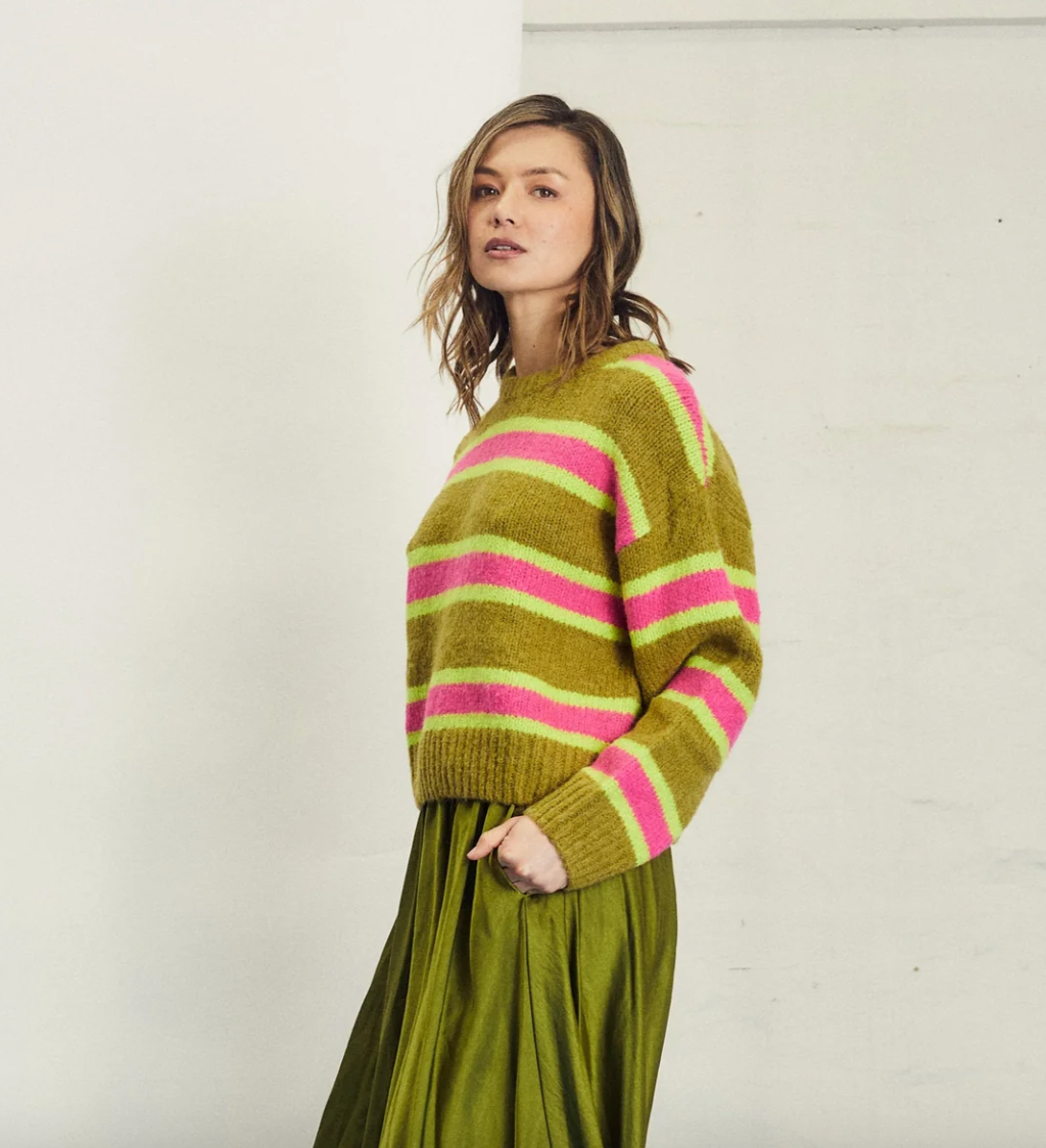 Ellie Knit Olive Base Stripe