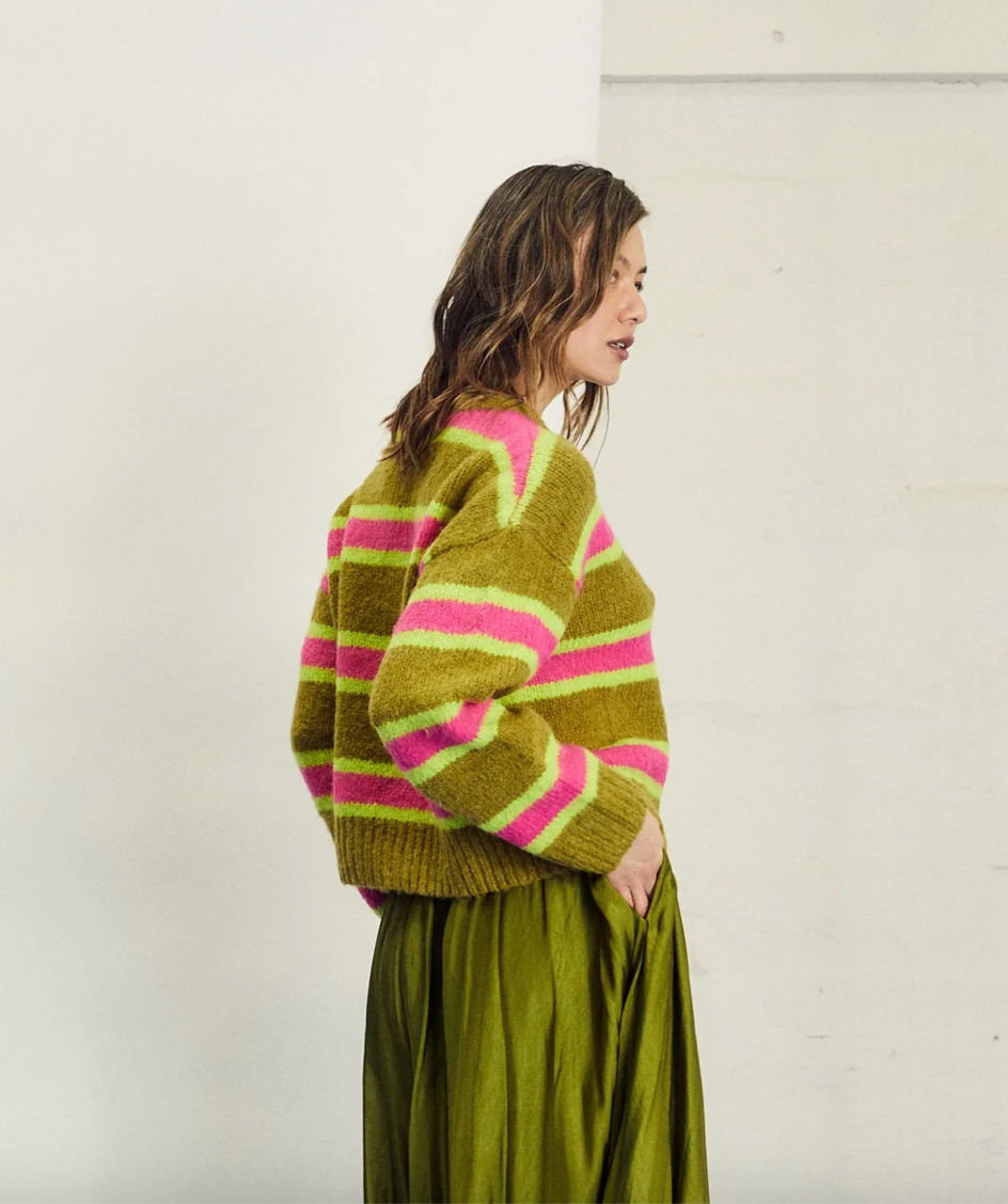 Ellie Knit Olive Base Stripe