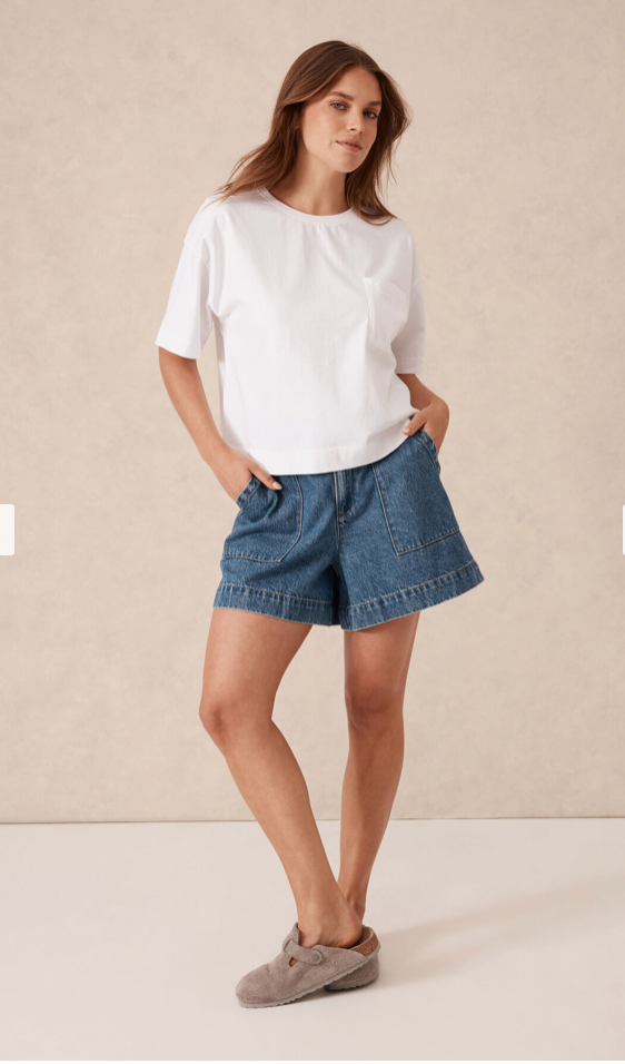 Boxy Pocket Tee White