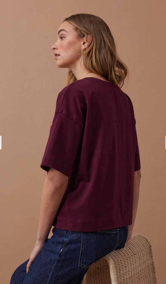 Boxy Pocket Tee Raisin