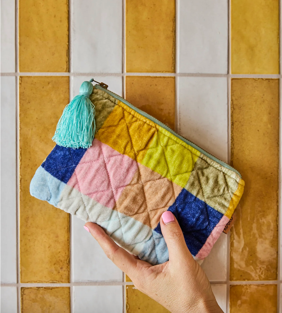 Florida Tartan Velvet Cosmetics Purse