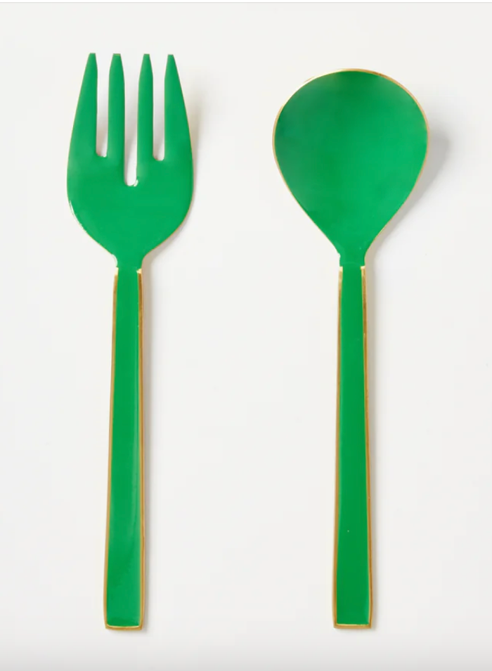 Enamel Emerald Salad Servers (set of two)