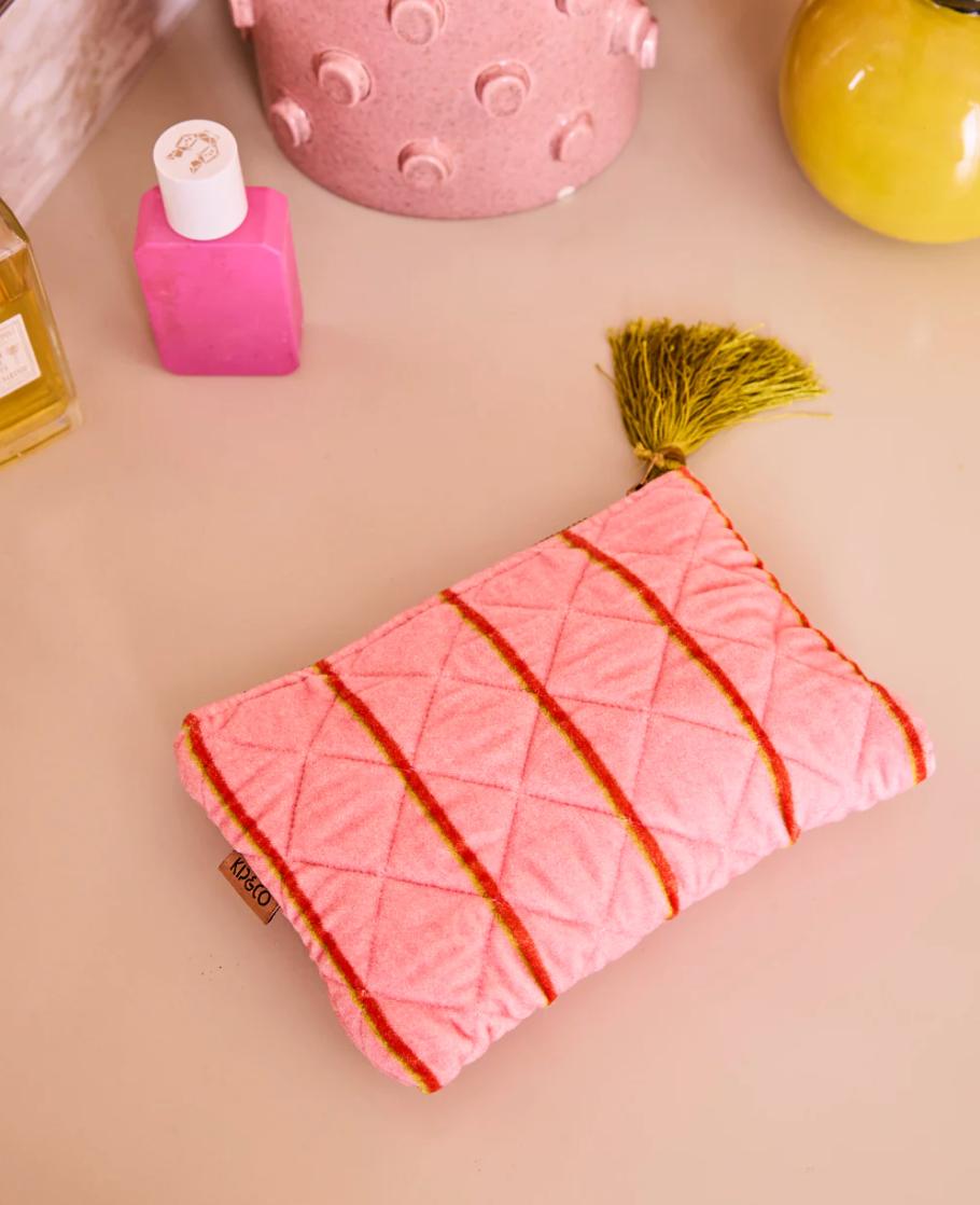 Wategos Soiree Stripe Velvet Cosmetics Purse