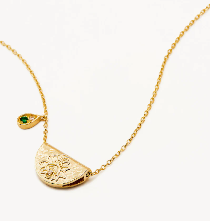 Lotus Birthstone Necklace May
