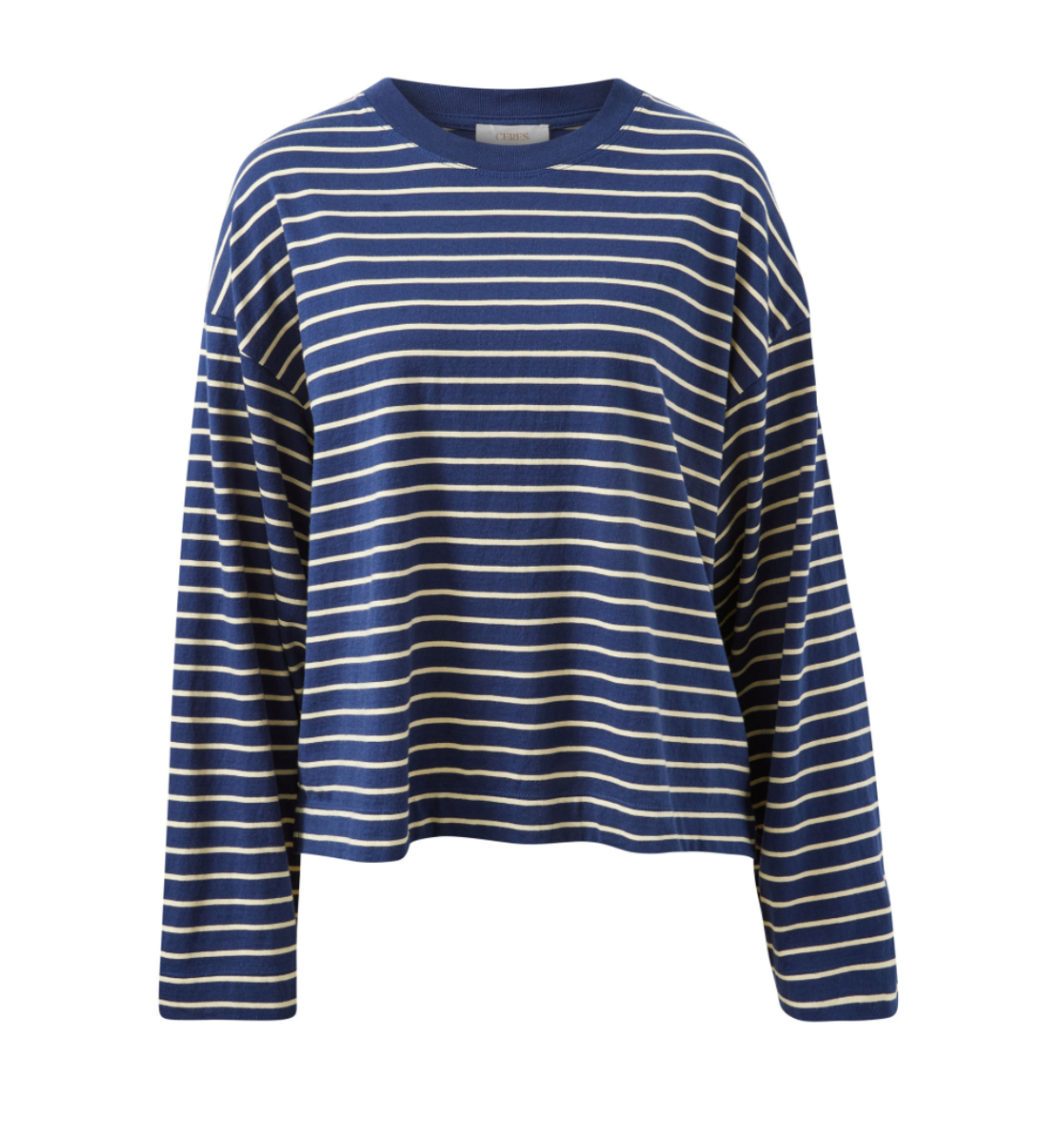 Beau Long Sleeve Slouchy Tee Navy Marshmallow