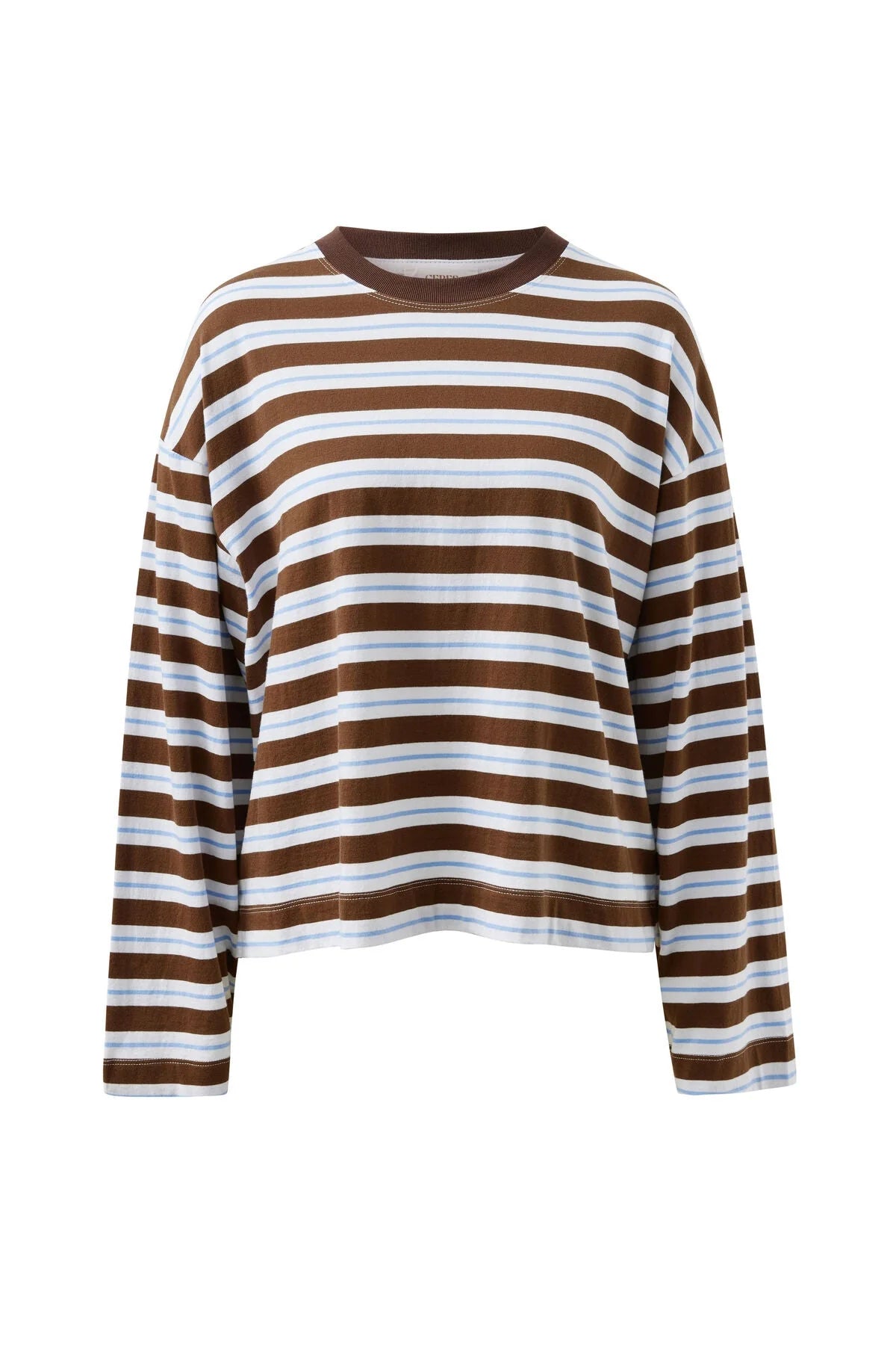 Beau Long Sleeve Slouchy Tee Cocoa Sky Blue