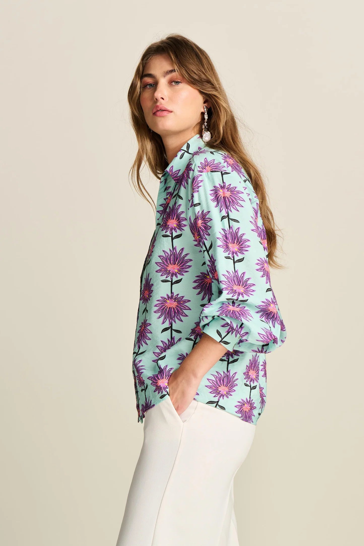 Violet Flower Blouse