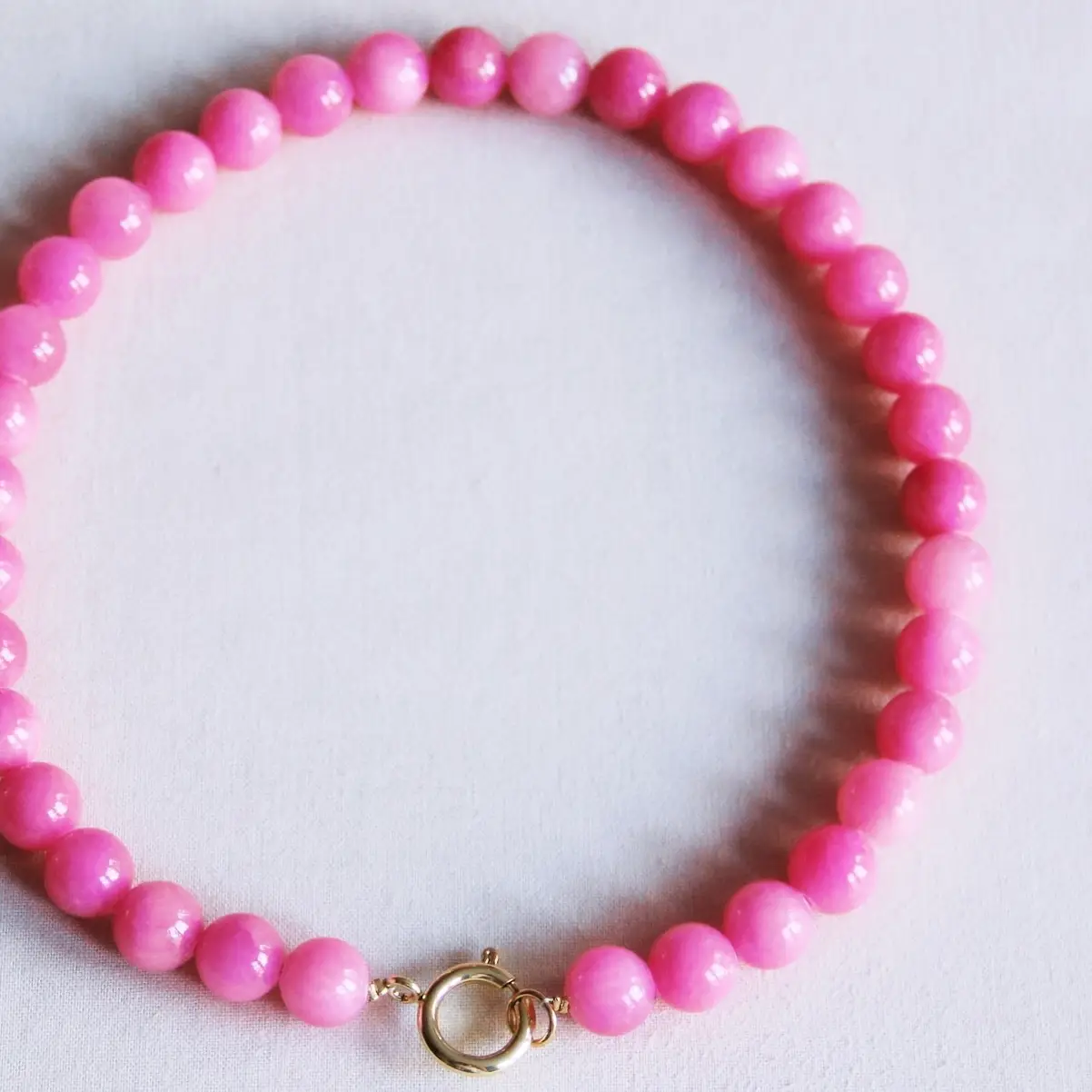 Natural Stone Bead Necklace Fuchsia