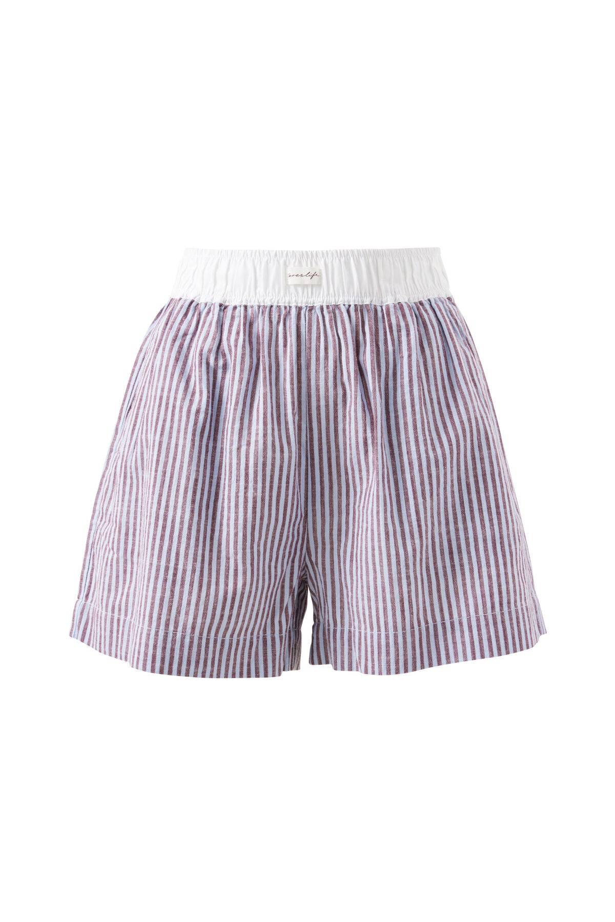 Mila Short Wine Blue Stripe