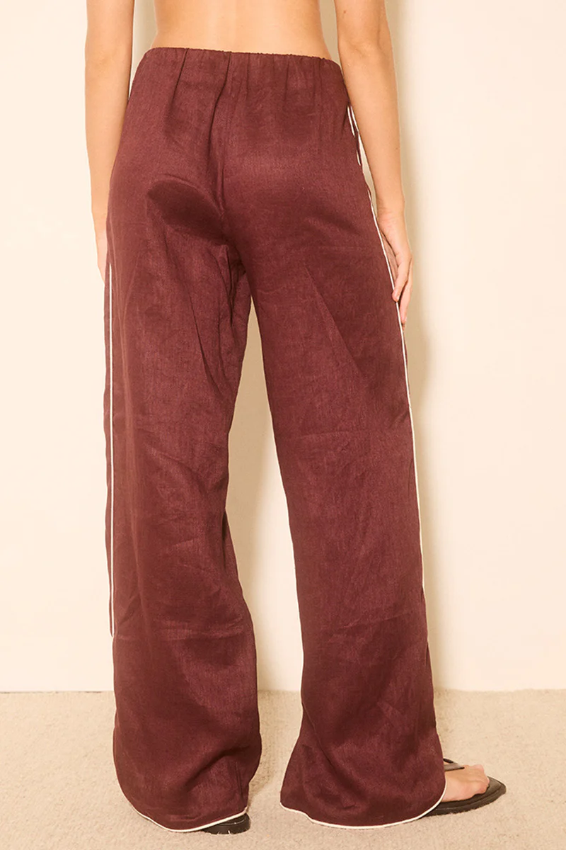 Aleria Pant Plum Contrast Bind