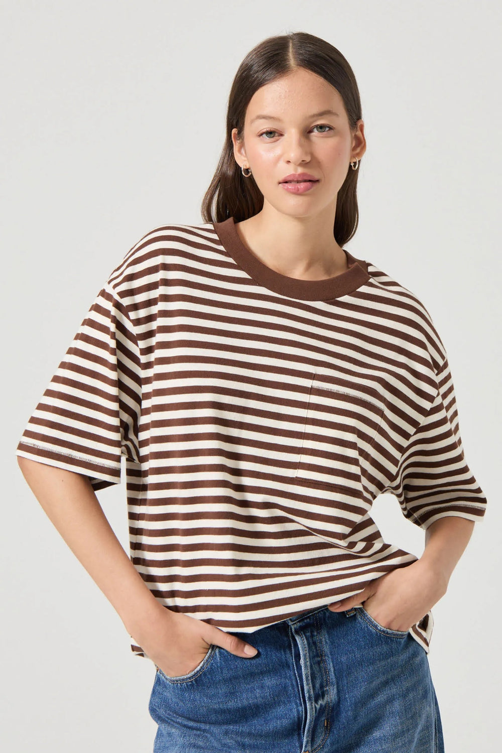Off Duty Tee Cocoa Stripe