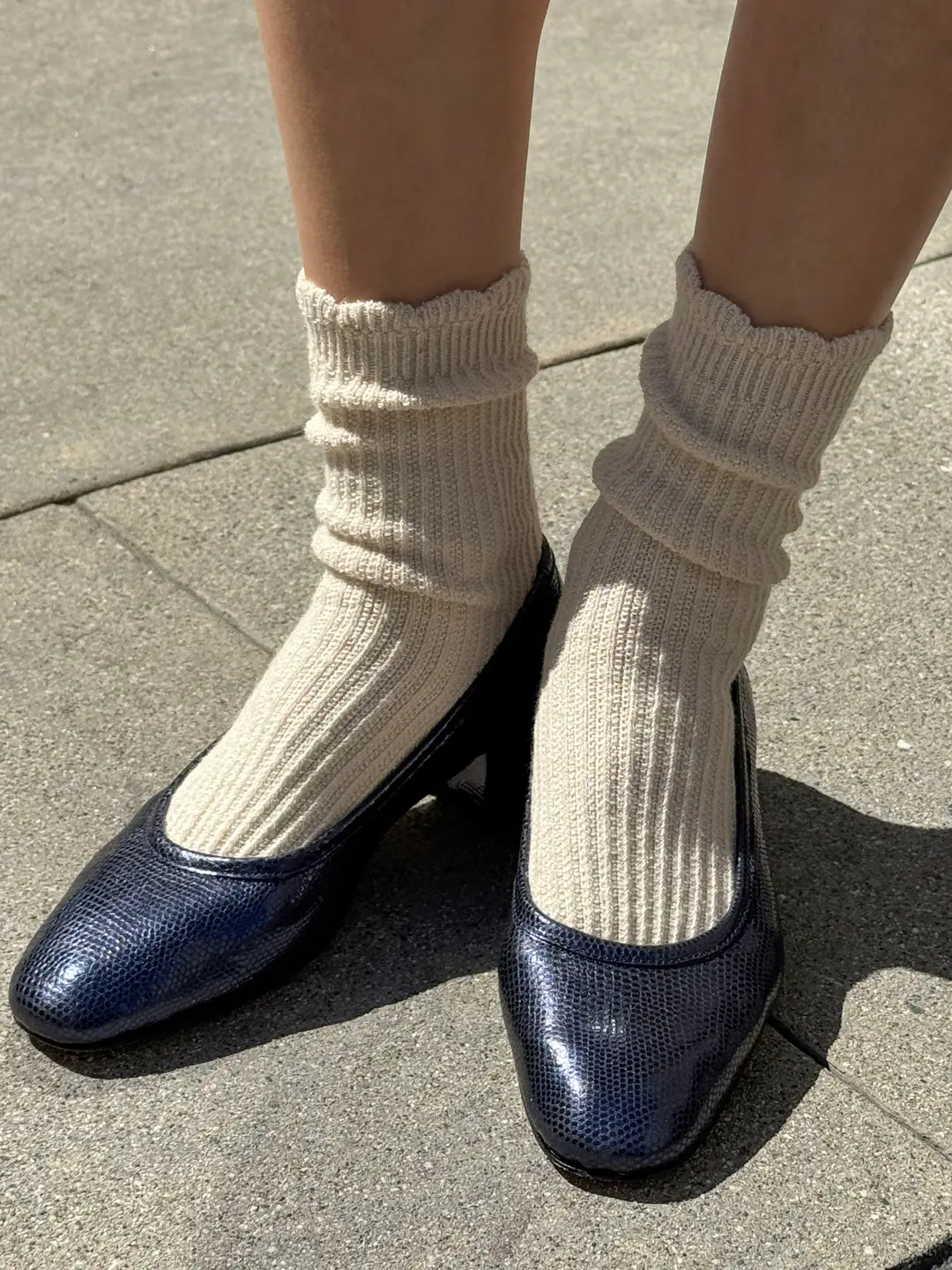Linen Scallop Socks- Naturel