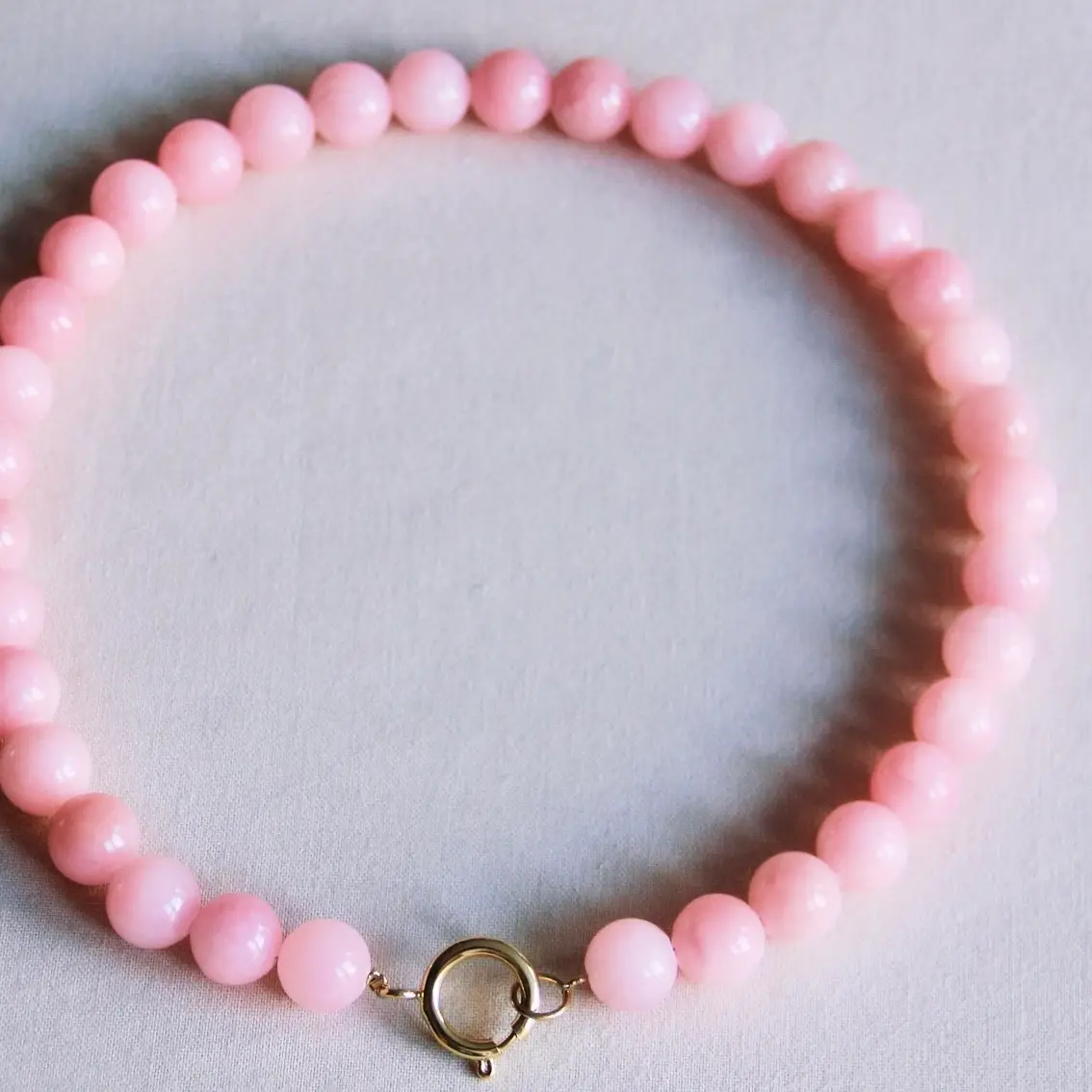 Natural Stone Bead Necklace Pink