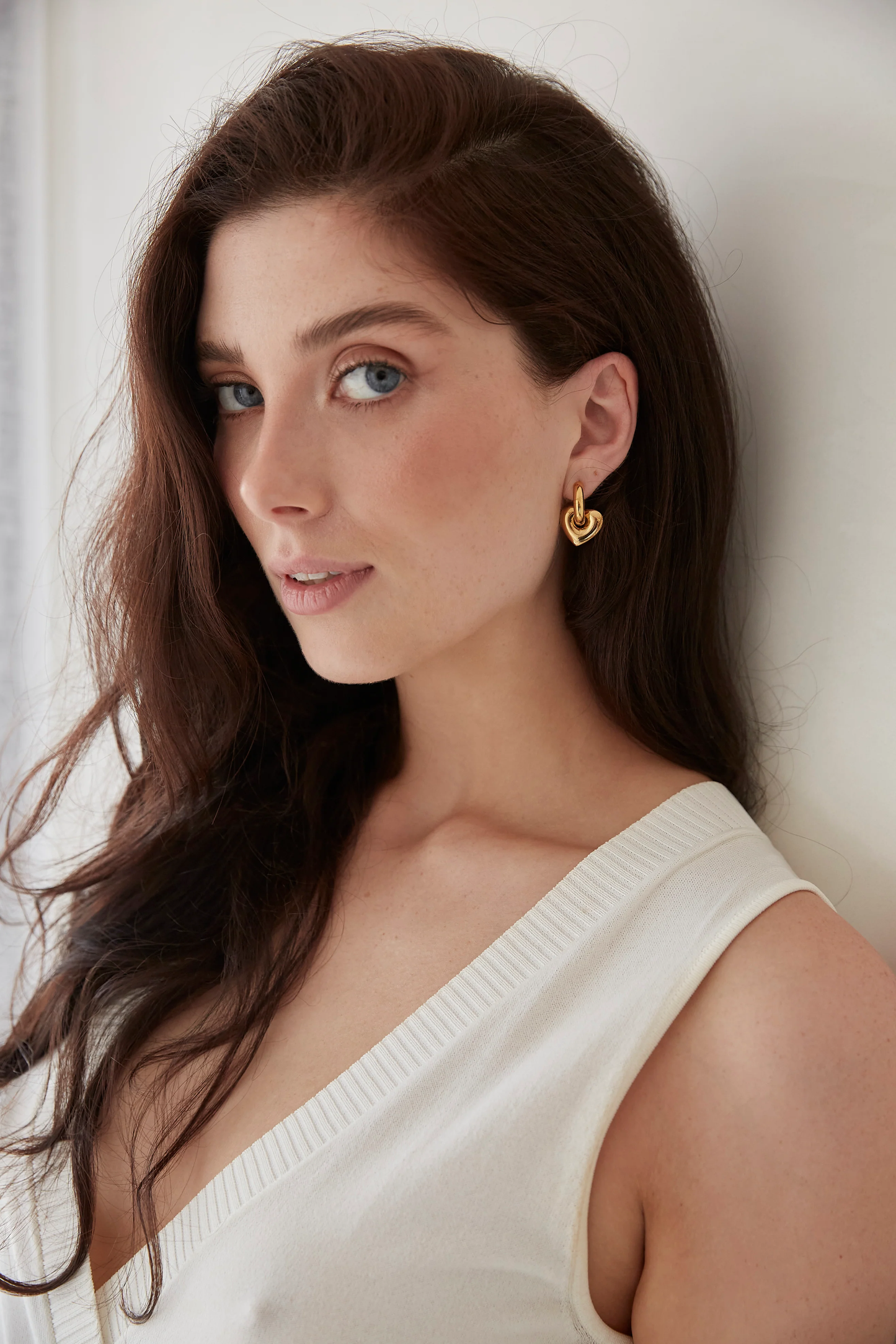Lisa Puffy Heart Earrings Gold