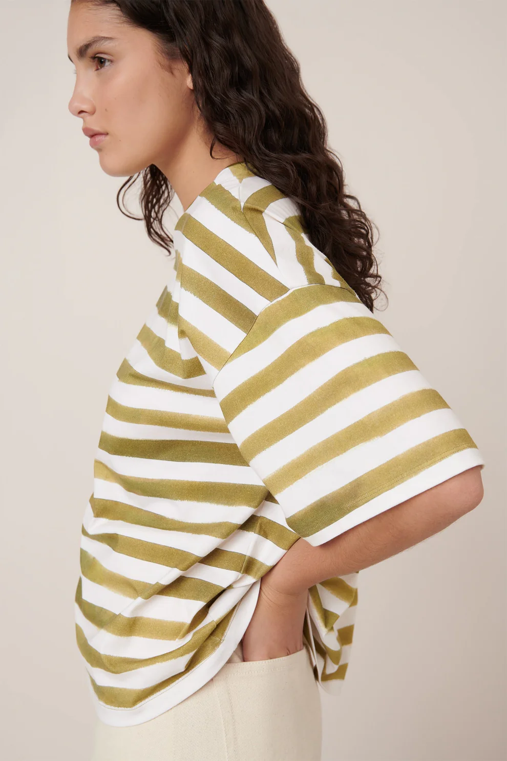 Oversized Boxy Tee Brushstroke Stripe