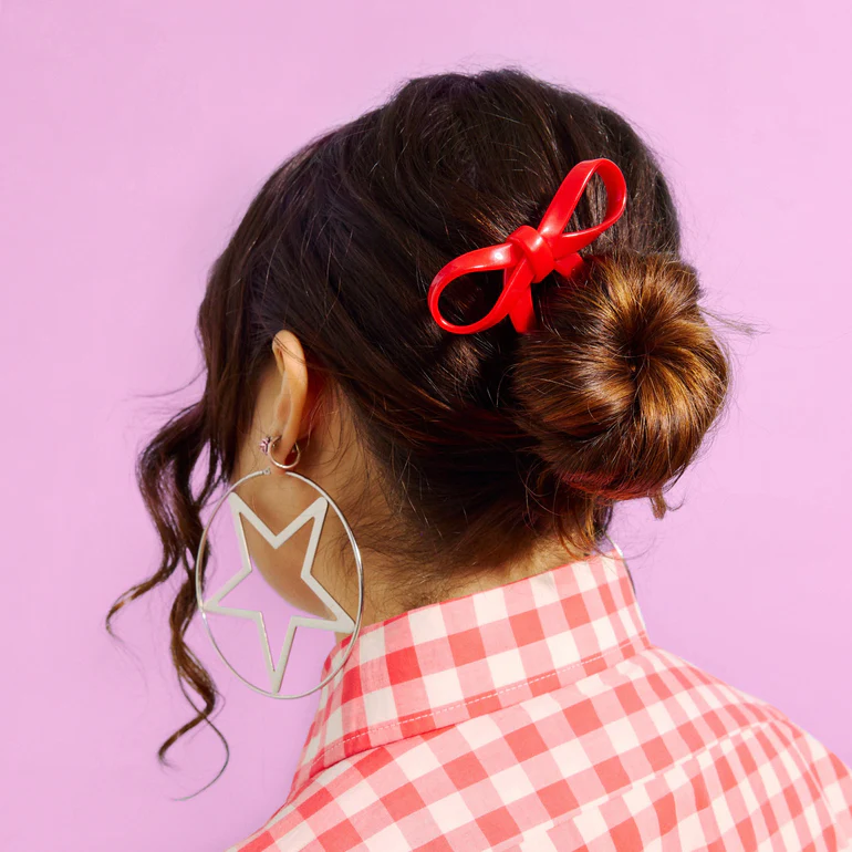Bow Hairpin in Large Cherry