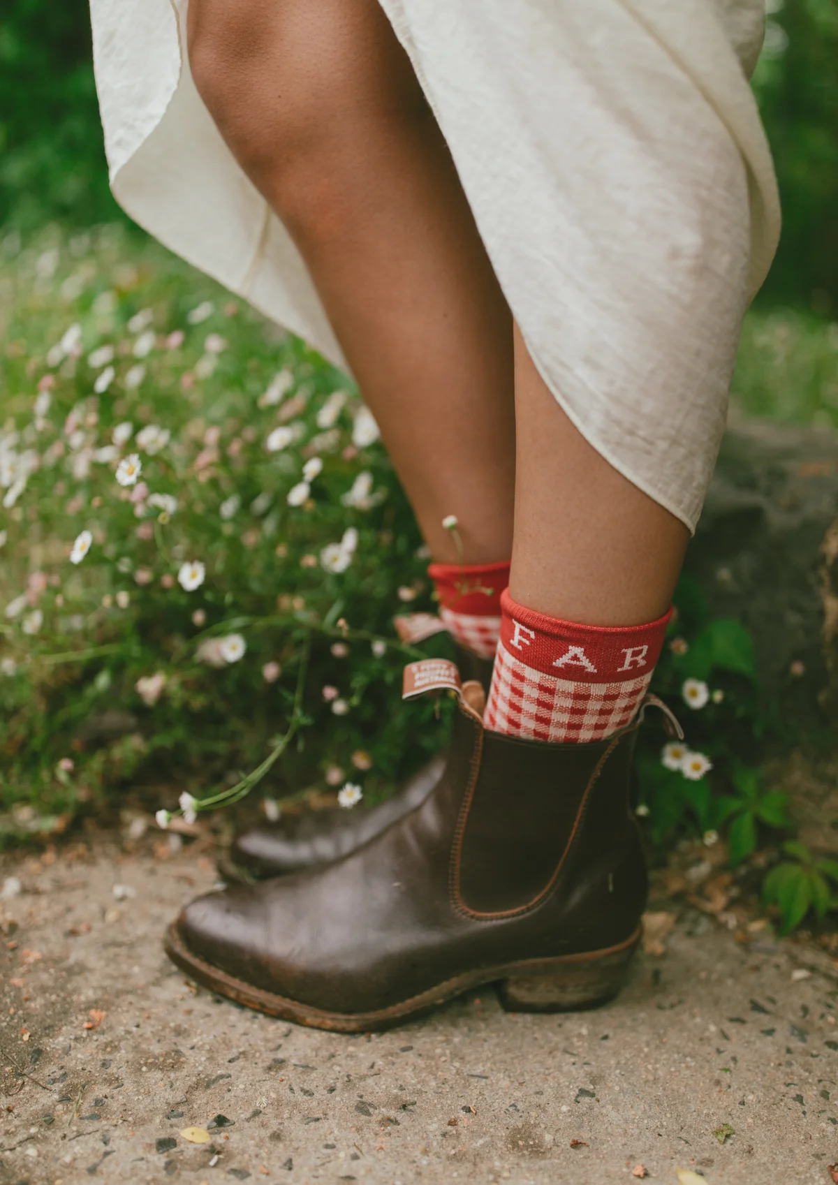 Far Mer Cherry Check Socks