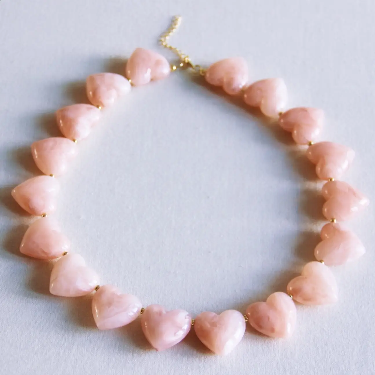 Heart Bead Necklace Pink