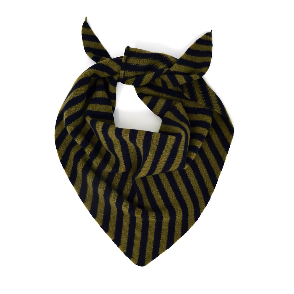 Olive + Navy Stripe Neckerchief