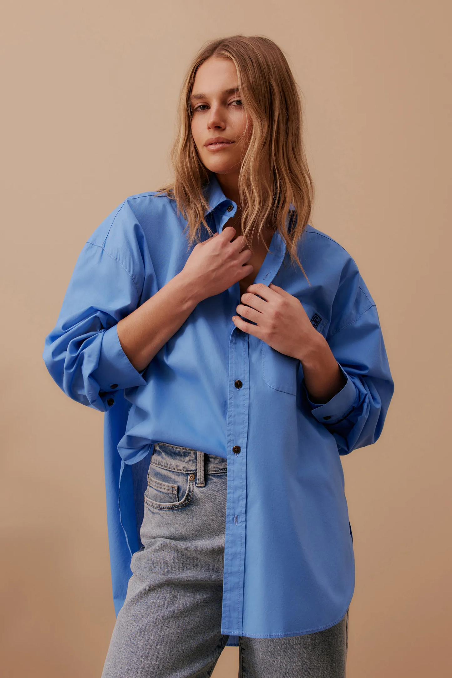 Peta Oversized Shirt - Amalfi Blue