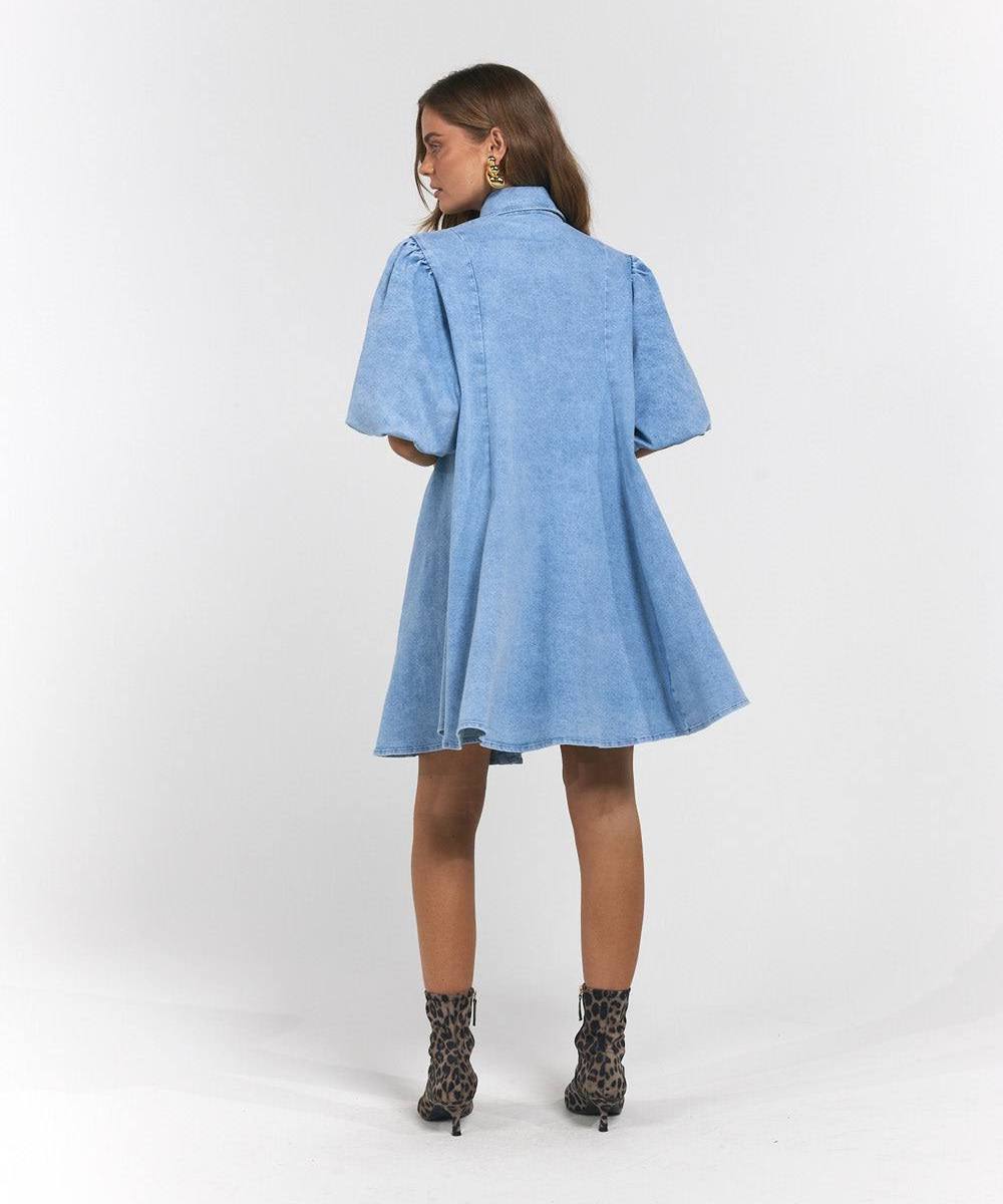 Peyton Mini Dress Denim Blue