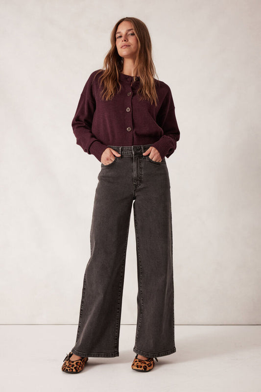 Evie Wide Leg Jean - Washed Black