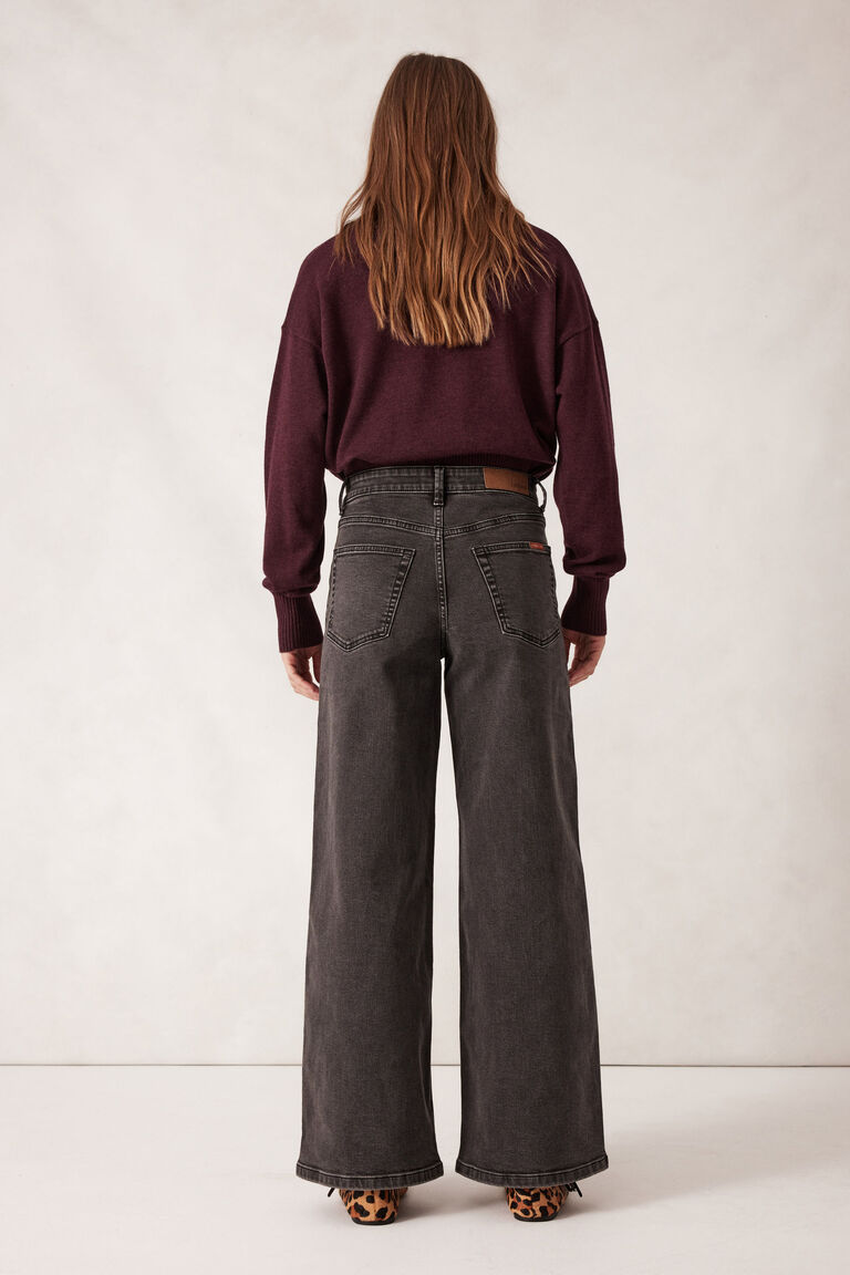 Evie Wide Leg Jean - Washed Black