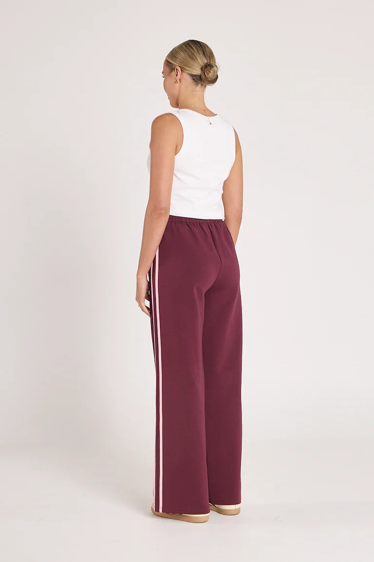 Noah Cropped Pant Plum and Pink Stripe