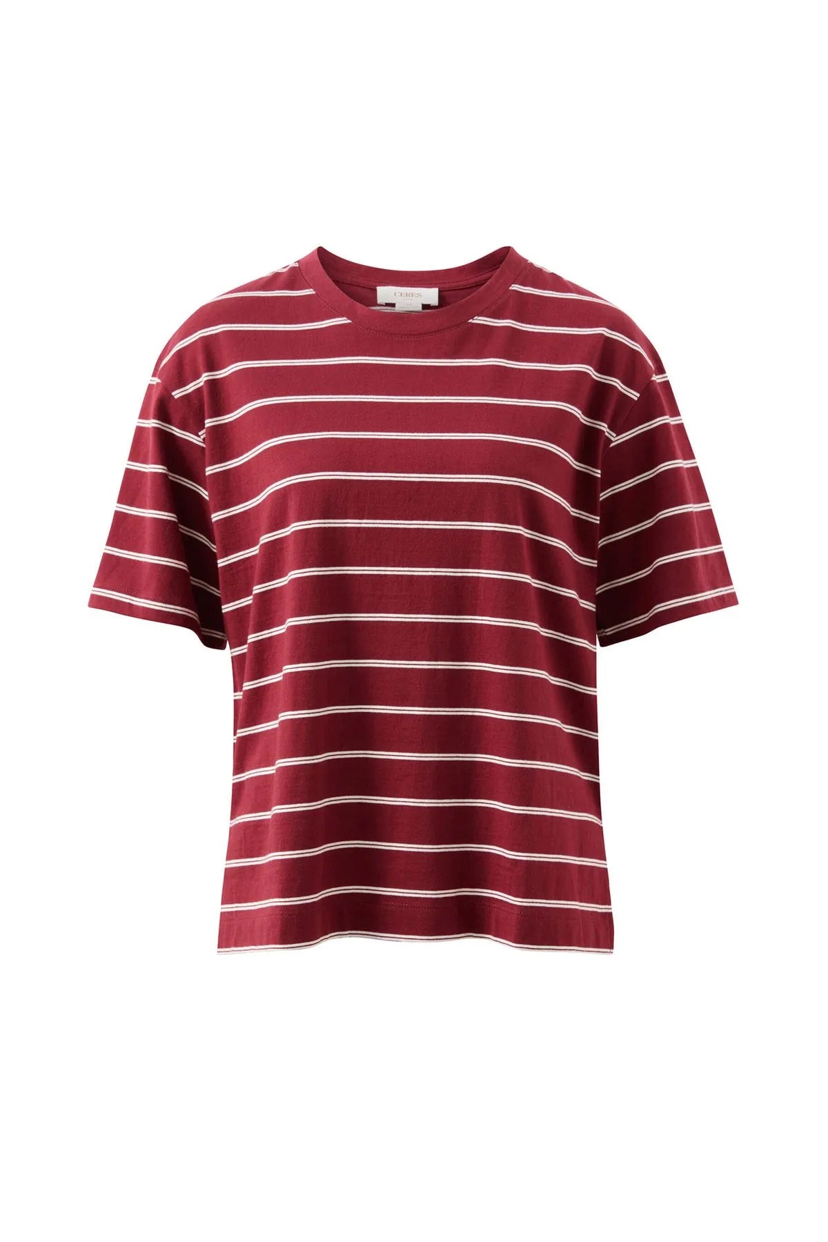 Stevie Slouchy Tee Burgundy Milk Stripe