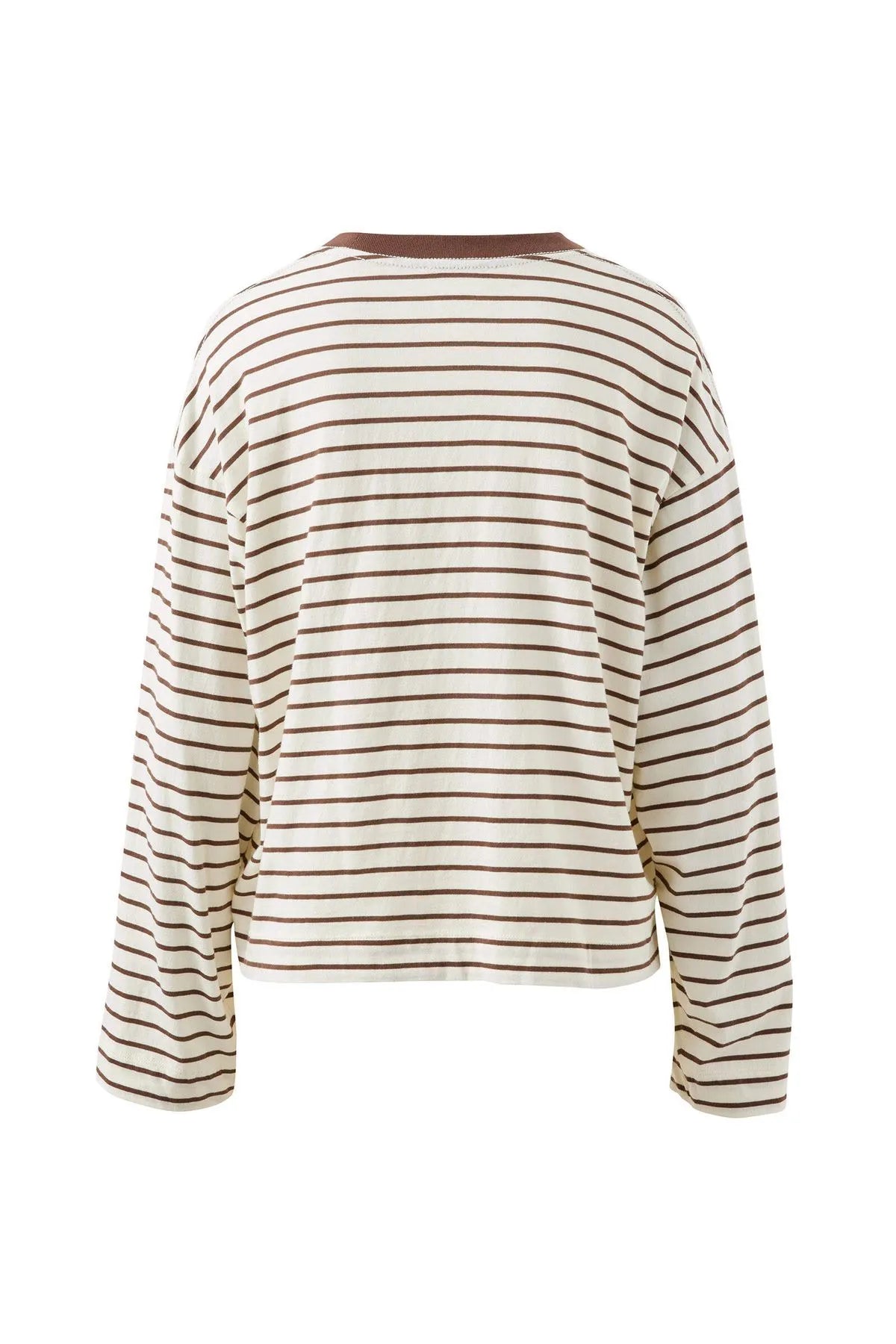 Beau Long Sleeve Slouchy Tee Milk Brunette Stripe