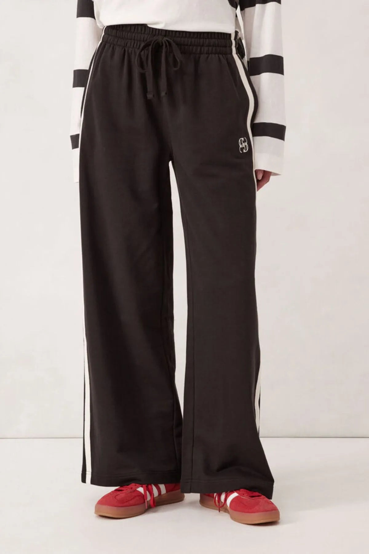 Gigi Wide Leg Terry Trackpant /Phantom Side Stripe