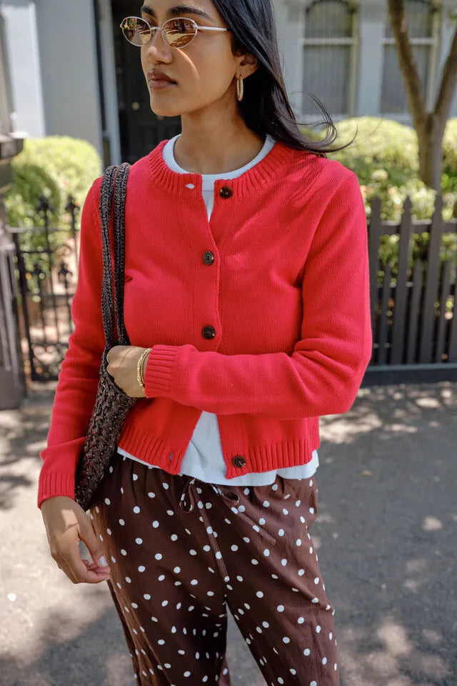 Nelly Long Sleeve Knit Cardi Fiery Red