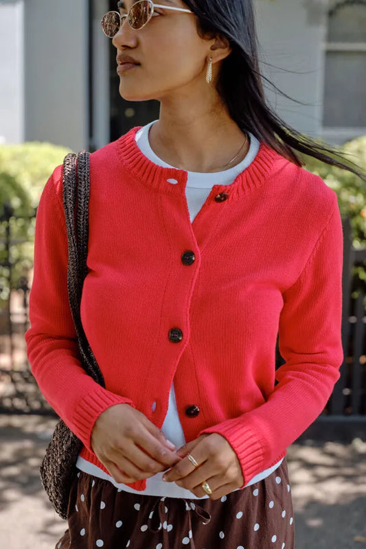 Nelly Long Sleeve Knit Cardi Fiery Red