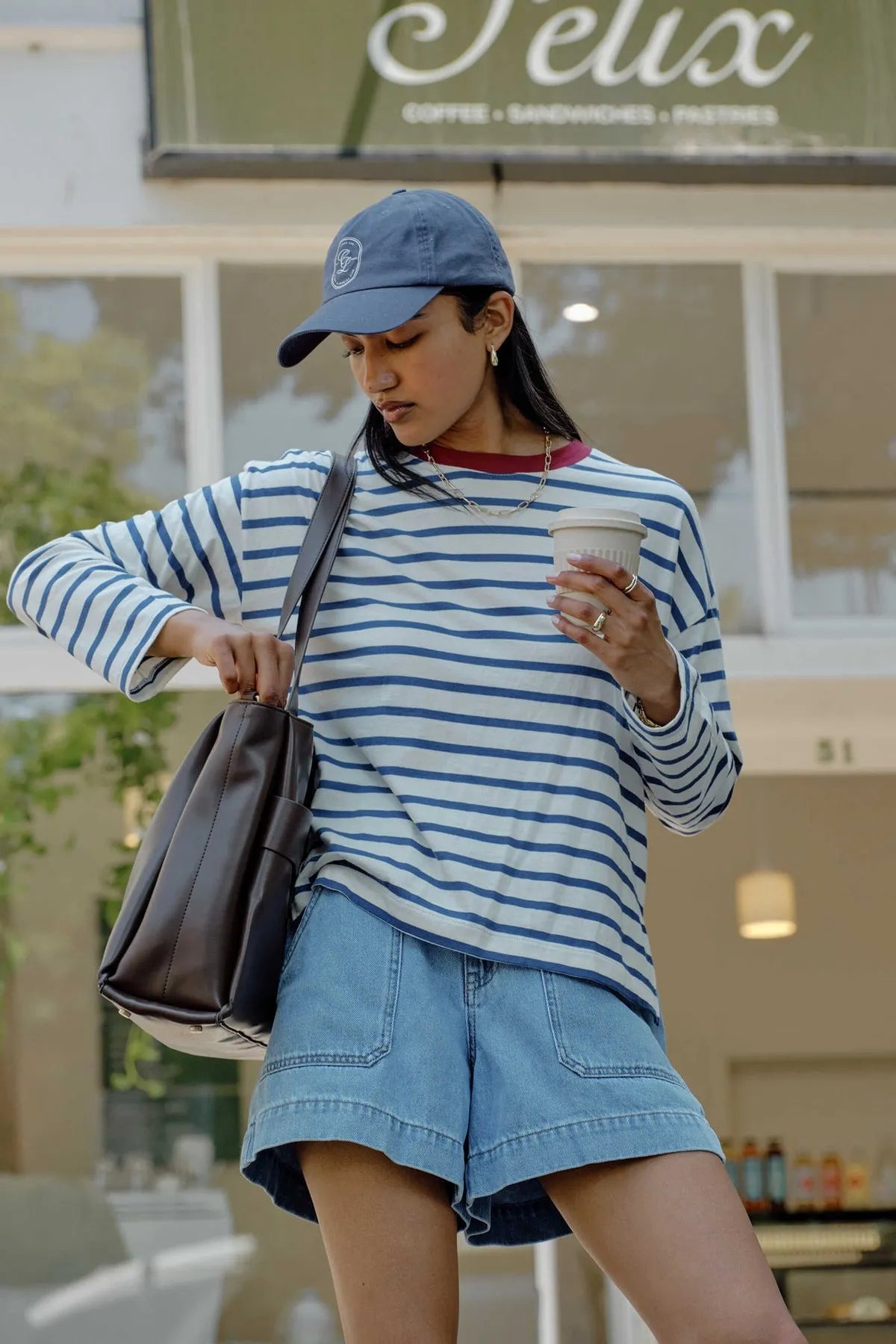 Scout Slouchy Long Sleeve Tee Milk Blue Stripe