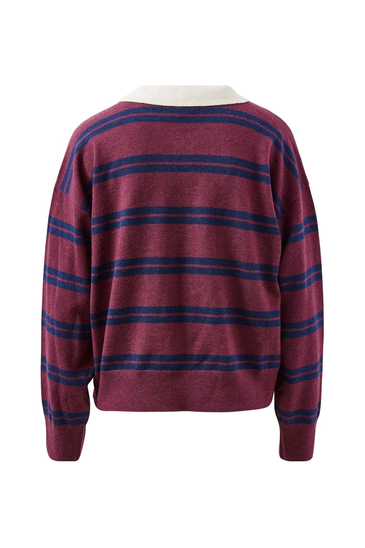 Jessa Rugby Knit/Washed Burgundy Stripe