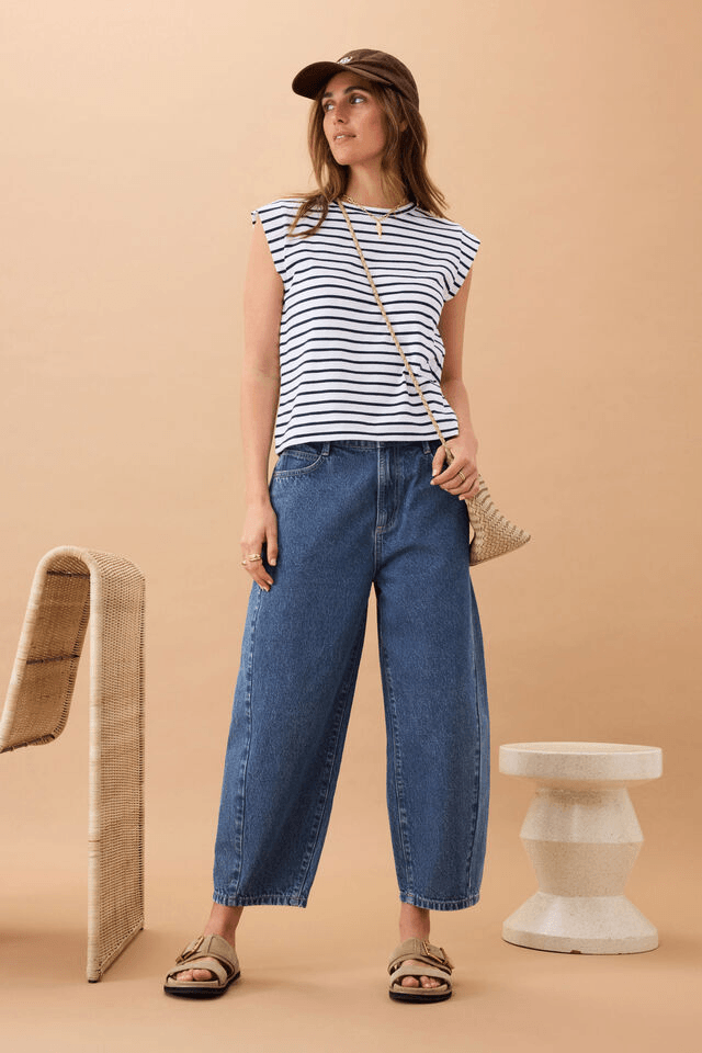 Maggie Tapered Barrel Jean - Fresh  Indigo