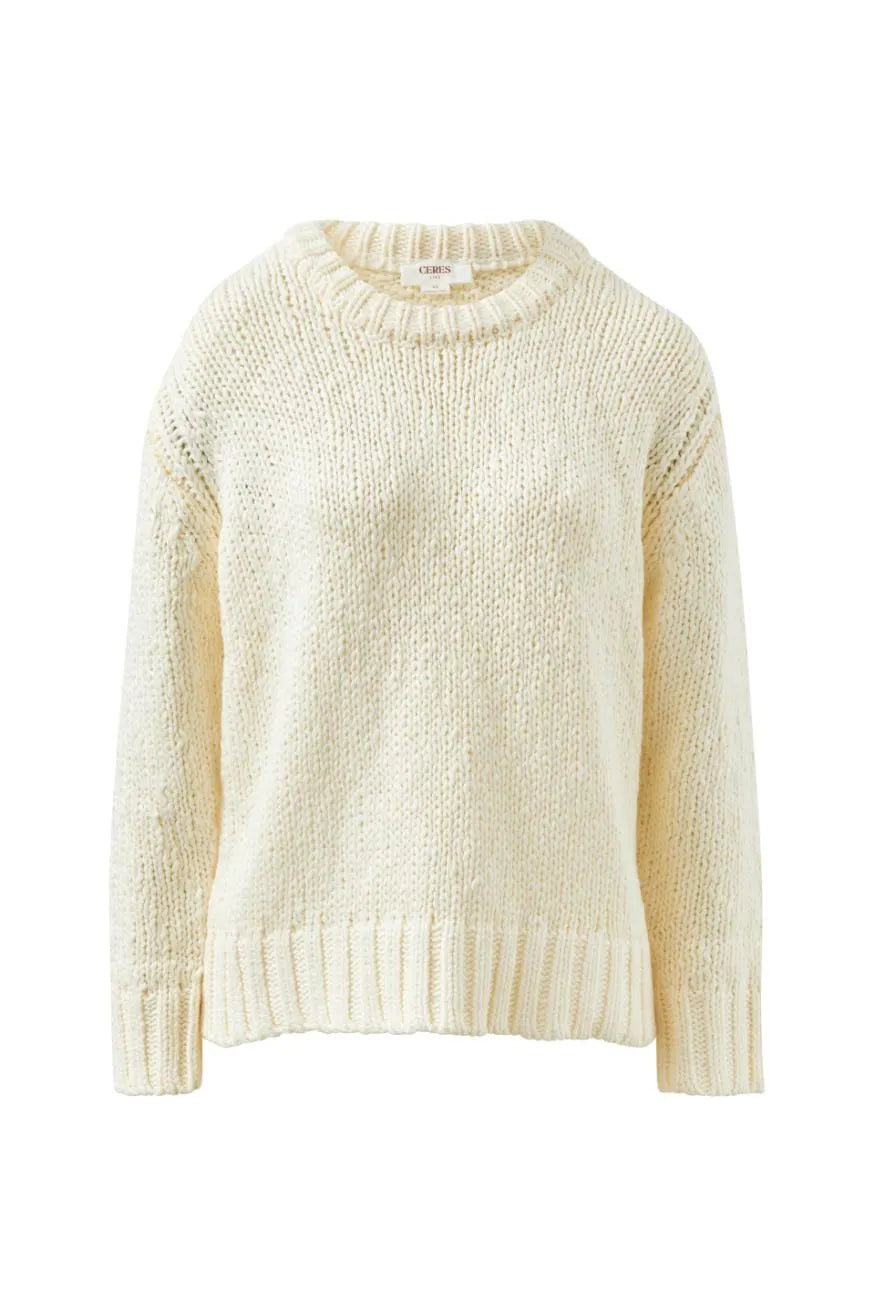 Sage Chunky Knit Crew Marshmallow