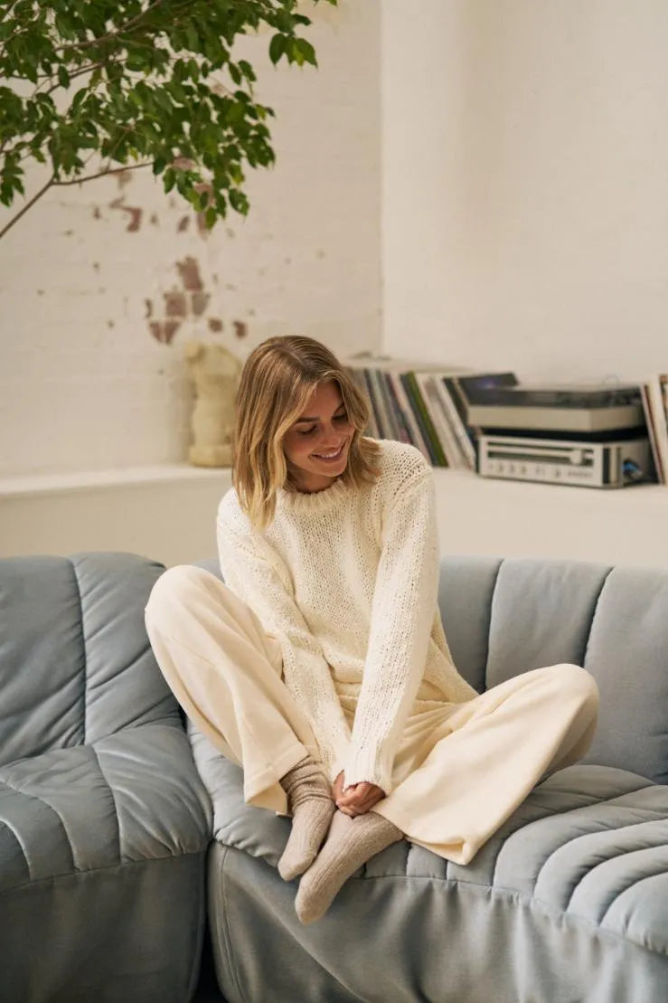Sage Chunky Knit Crew Marshmallow