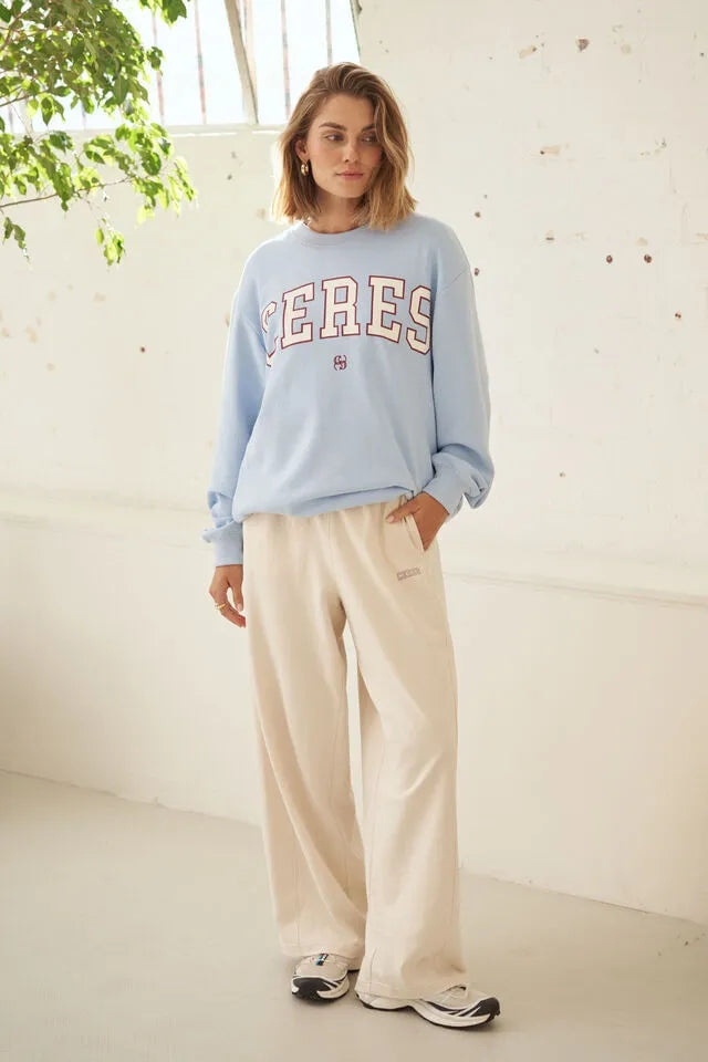 Isla Oversized Slouch Crew China Blue