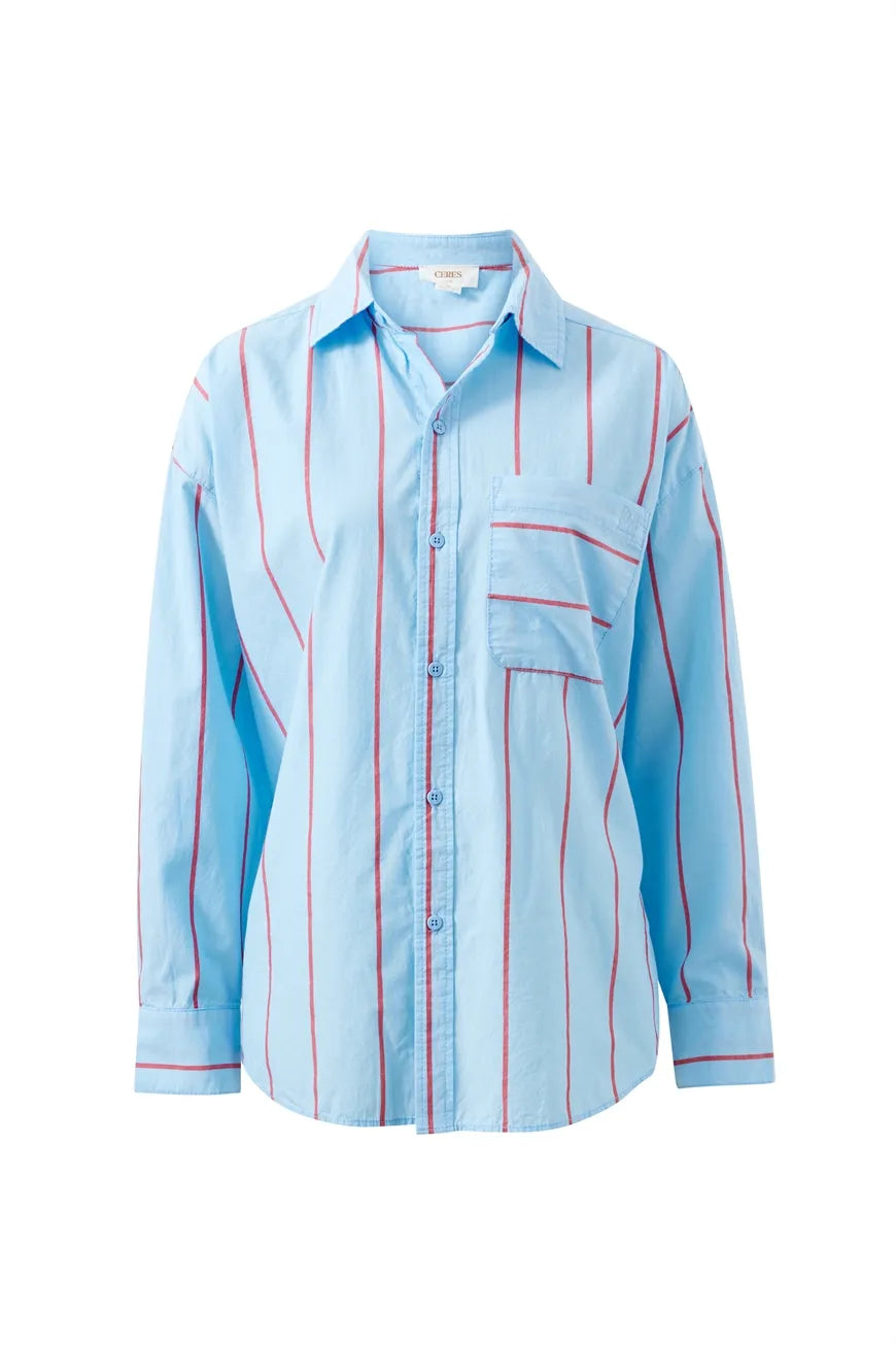 Peta Oversized Shirt - Fresh Blue Red Bold