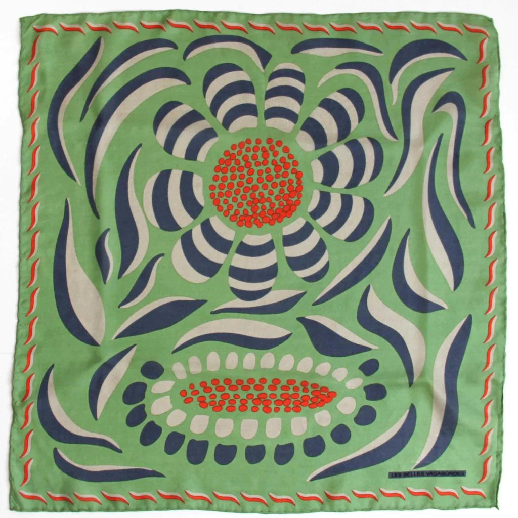 Silk Scarf - Mini forget me knot Kaki