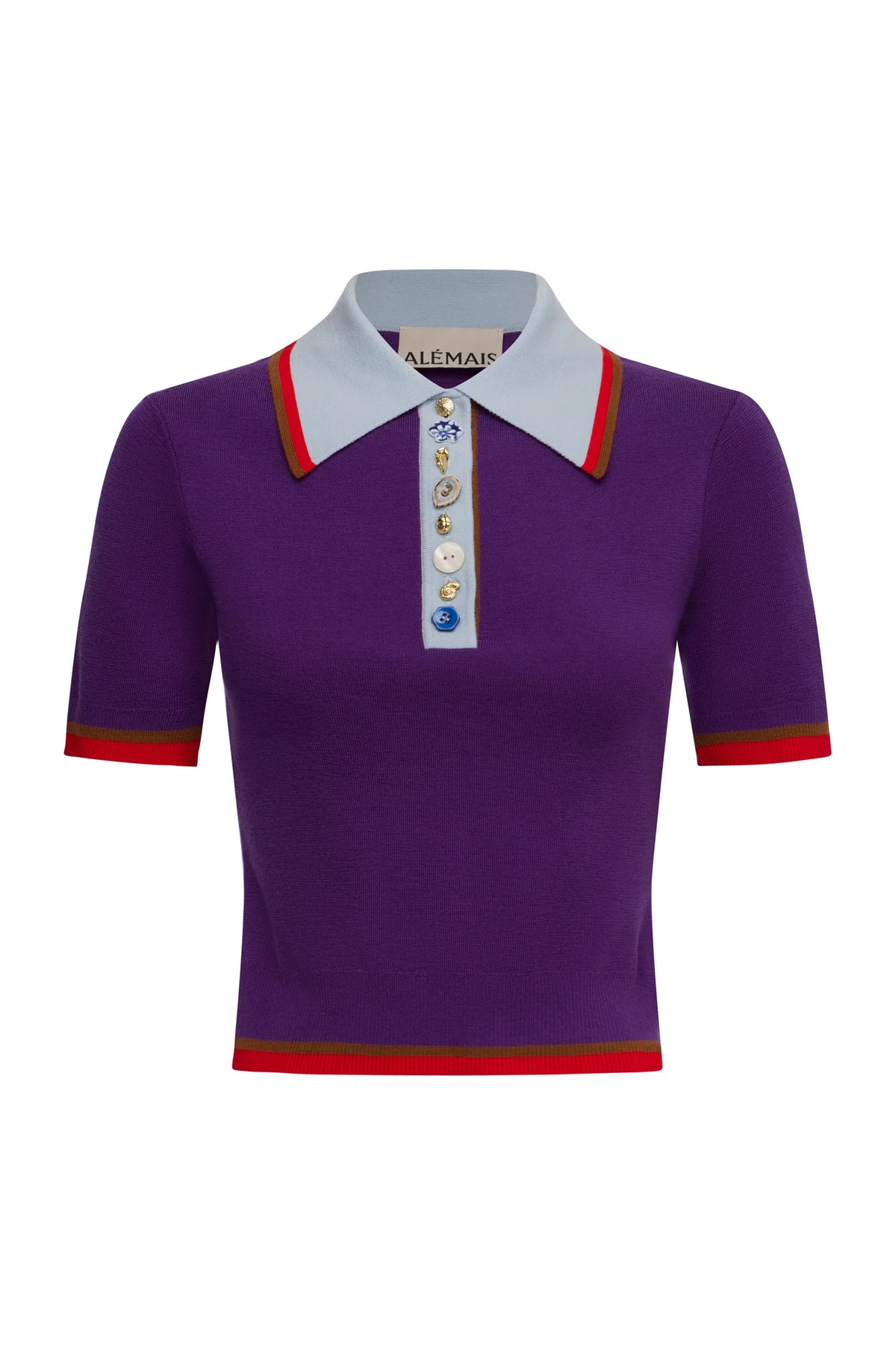 Josefina Wool Knit Polo Violet