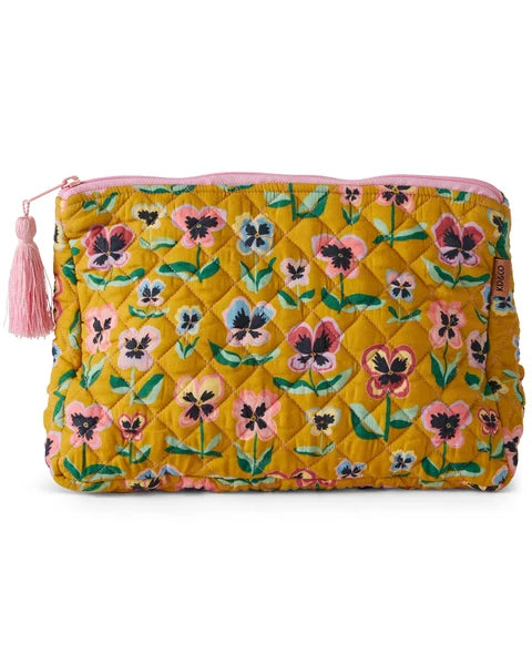 Pretty Pansy  Quilted Cotton Toiletry Purse