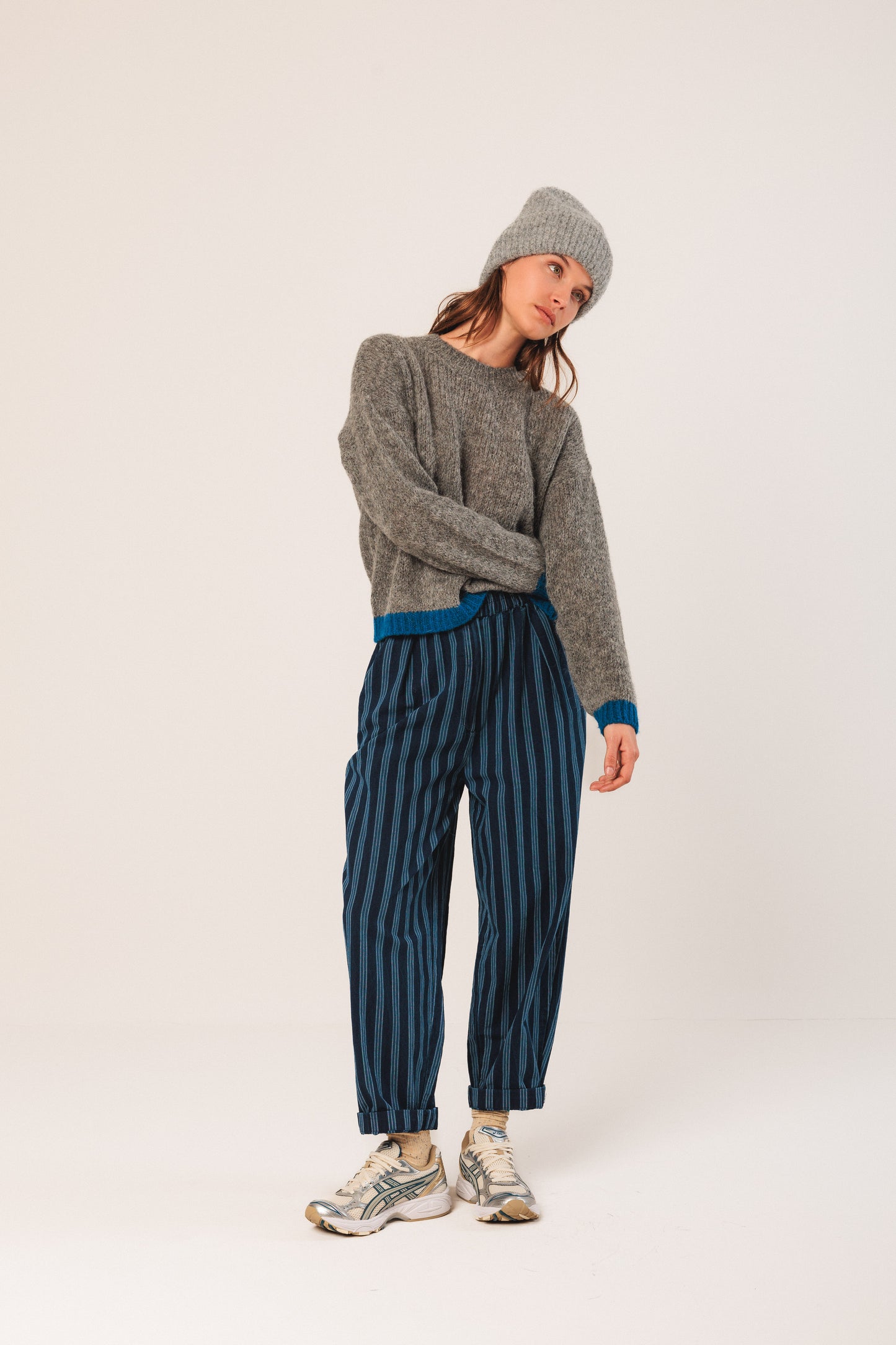 Baggy Elastic Pants Indigo